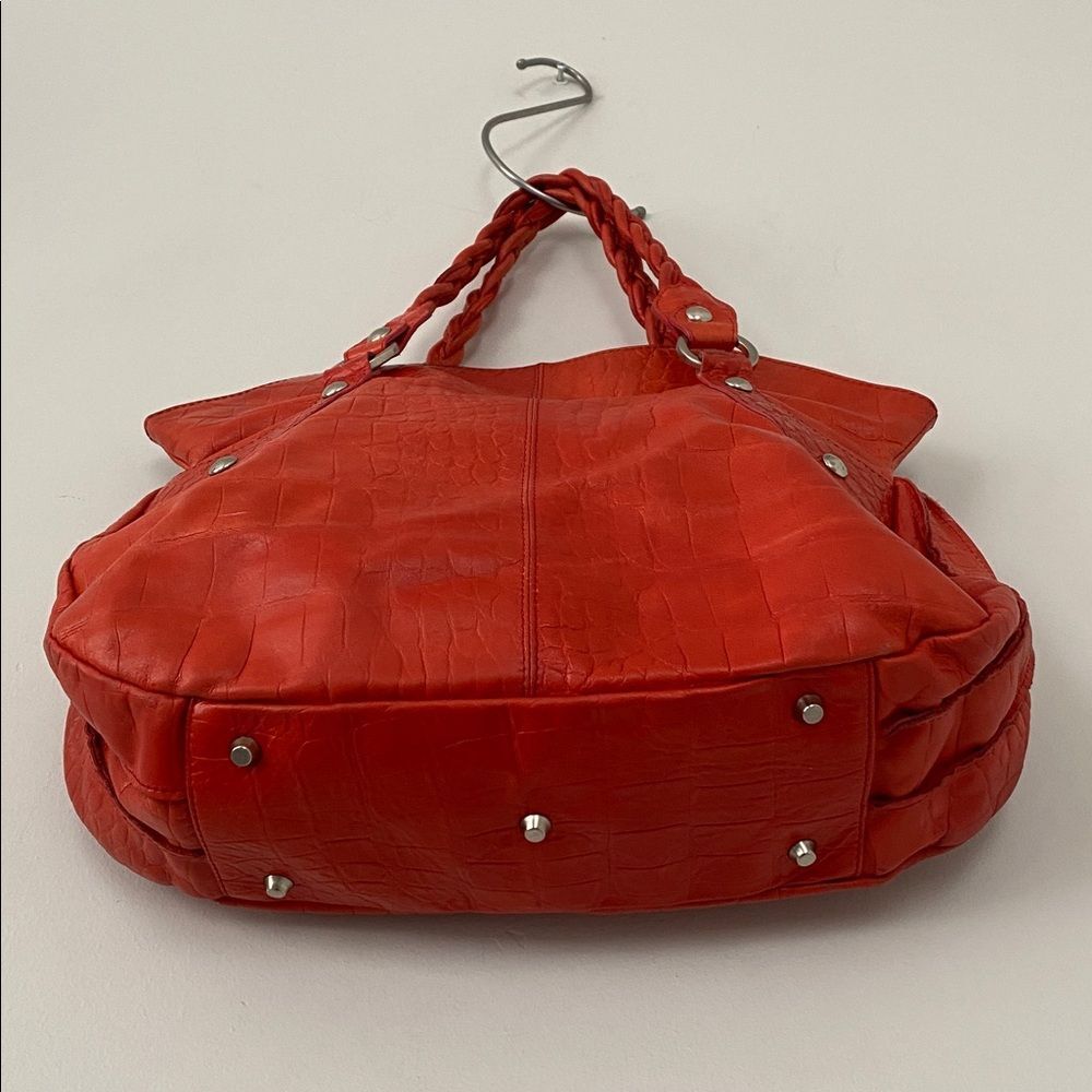 Roberta Gandolfi Italian Made Tomato Red Orange leather tote handbag Vacation - Picture 5 of 15